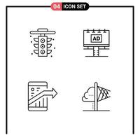 Pack de 4 lignes d'interface utilisateur de signes et symboles modernes de bannière de lumière de flèche de ville marketing éléments de conception vectoriels modifiables vecteur