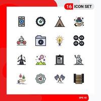 pack d'icônes vectorielles stock de 16 signes et symboles de ligne pour les vacances de produits de vélo boîte à main éléments de conception vectoriels créatifs modifiables vecteur
