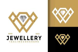 bijoux en diamants lettre w logo design modèle d'illustration vectorielle vecteur