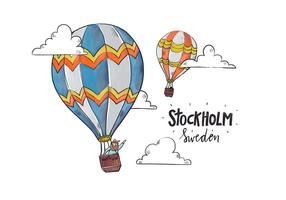 Ballon d'air chaud coloré de Stockholm avec vecteur de nuages