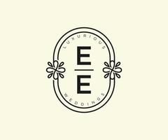 ee initiales lettre modèle de logos de monogramme de mariage, modèles minimalistes et floraux modernes dessinés à la main pour cartes d'invitation, réservez la date, identité élégante. vecteur