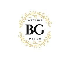 bg initiales lettre mariage monogramme logos collection, modèles minimalistes et floraux modernes dessinés à la main pour cartes d'invitation, réservez la date, identité élégante pour restaurant, boutique, café en image vectorielle vecteur