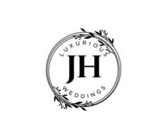 jh initiales lettre mariage monogramme logos modèle, modèles minimalistes et floraux modernes dessinés à la main pour cartes d'invitation, réservez la date, identité élégante. vecteur