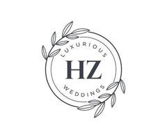 hz initiales lettre modèle de logos de monogramme de mariage, modèles minimalistes et floraux modernes dessinés à la main pour cartes d'invitation, réservez la date, identité élégante. vecteur