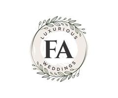 fa initiales lettre modèle de logos de monogramme de mariage, modèles minimalistes et floraux modernes dessinés à la main pour cartes d'invitation, réservez la date, identité élégante. vecteur