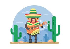 homme mexicain gratuit jouant à l'illustration de guitare vecteur