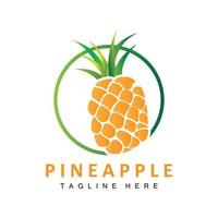 création de logo d'ananas, vecteur de fruits frais, illustration de plantation, étiquette de marque de produits de fruits