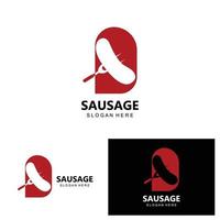 logo de saucisse, vecteur de nourriture moderne, conception pour les marques de grillades, barbecue, magasin de saucisses, hot-dog