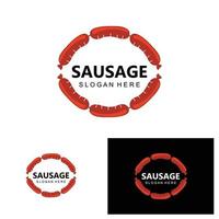 logo de saucisse, vecteur de nourriture moderne, conception pour les marques de grillades, barbecue, magasin de saucisses, hot-dog