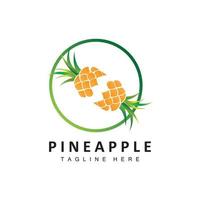 création de logo d'ananas, vecteur de fruits frais, illustration de plantation, étiquette de marque de produits de fruits