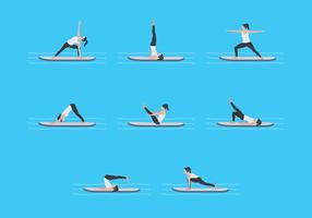 Exercice de yoga sur les vecteurs Paddleboard vecteur