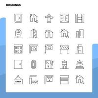 ensemble d'icônes de ligne de bâtiments ensemble 25 icônes conception de style minimalisme vecteur icônes noires ensemble pack de pictogrammes linéaires