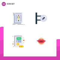 4 icônes créatives signes et symboles modernes de code document langue conseil fiscal éléments de conception vectoriels modifiables vecteur