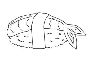 clipart de sushi dessiné à la main. plats de cuisine traditionnelle japonaise. nourriture asiatique vecteur