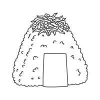 clipart onigiri dessiné à la main. restauration rapide japonaise à base de riz. boulette de riz aux algues nori vecteur