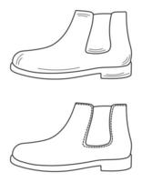 croquis de contour de silhouette dessin de bottes chelsea pour hommes. modèle de chaussures pour hommes. vecteur isolé