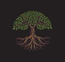 logo de racines d'arbres circulaires en style 3d. illustrations vectorielles d'arbres anciens. vecteur