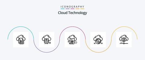 pack d'icônes de la ligne 5 de la technologie cloud, y compris la protection. sûr. nuage. l'informatique. document vecteur