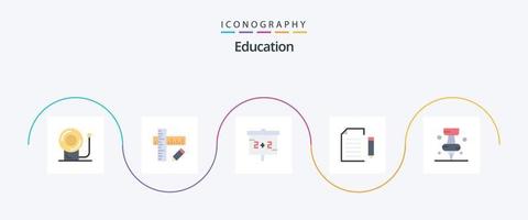 pack d'icônes plat 5 de l'éducation, y compris l'éducation. dossier. tableau noir. extension. Les données vecteur