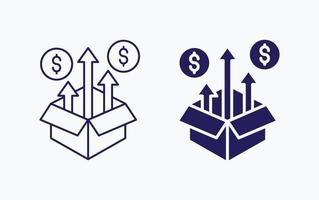 icône d'illustration d'investissement de croissance de produit vecteur