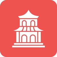 icône de fond de coin rond de glyphe de pagode vecteur