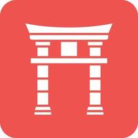 glyphe de porte torii icône d'arrière-plan de coin rond vecteur