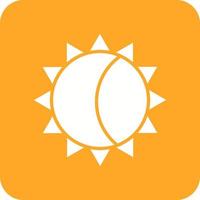 icône de fond de coin rond de glyphe d'éclipse solaire vecteur
