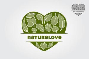 modèle de logo vectoriel d'amour de la nature. modèle de conception de logo professionnel, un excellent modèle de logo pour votre entreprise. le logo peut être utilisé avec de nombreux types d'entreprises.