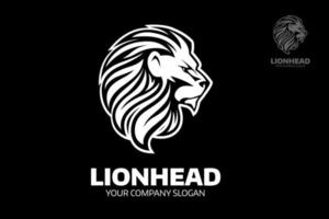 modèle de logo tête de lion adapté aux entreprises et aux noms de produits.élément pour l'identité de marque, illustration vectorielle, conception d'emblème sur fond noir. vecteur