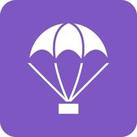 icône de fond de coin rond de glyphe de parachute vecteur