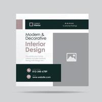 modèle de publication sur les médias sociaux de design d'intérieur de maison ou conception de publication sociale de mobilier d'intérieur vecteur