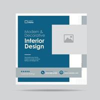 modèle de publication sur les médias sociaux de design d'intérieur de maison ou conception de publication sociale de mobilier d'intérieur vecteur