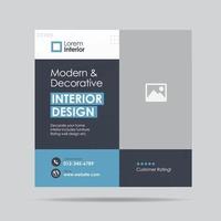 modèle de publication sur les médias sociaux de design d'intérieur de maison ou conception de publication sociale de mobilier d'intérieur vecteur