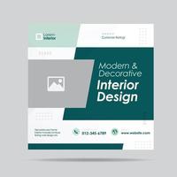 modèle de publication sur les médias sociaux de design d'intérieur de maison ou conception de publication sociale de mobilier d'intérieur vecteur