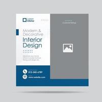 modèle de publication sur les médias sociaux de design d'intérieur de maison ou conception de publication sociale de mobilier d'intérieur vecteur