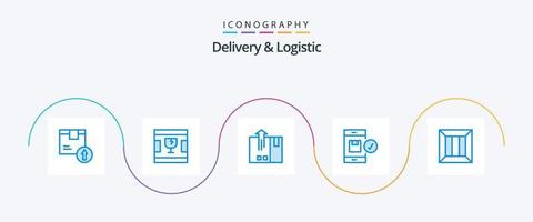 pack d'icônes bleues de livraison et de logistique 5, y compris la livraison. application. formes. la logistique. livraison vecteur