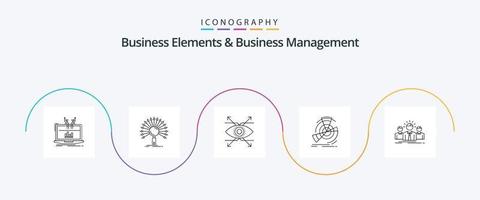éléments commerciaux et pack d'icônes de la ligne 5 de gestion d'entreprise, y compris le point. diagramme. réseau. Les données. regarder vecteur