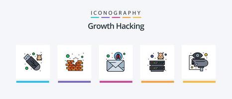 ligne de piratage rempli pack de 5 icônes, y compris la construction. protéger. code binaire. Sécurité. antivirus. conception d'icônes créatives vecteur