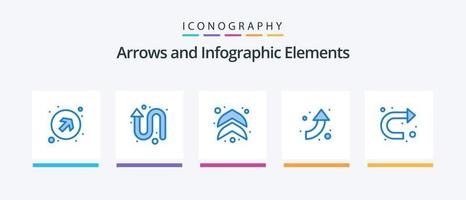 pack d'icônes flèche bleue 5 comprenant. La Flèche. droit. signe. conception d'icônes créatives vecteur