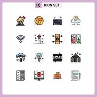 16 icônes créatives signes et symboles modernes d'éléments de conception vectoriels créatifs modifiables en nuage de livre de sport pour ordinateur portable wifi vecteur