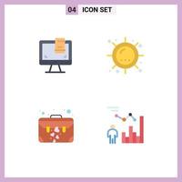interface mobile icône plate ensemble de 4 pictogrammes d'écran de sac de conception cas de soleil éléments de conception vectoriels modifiables vecteur