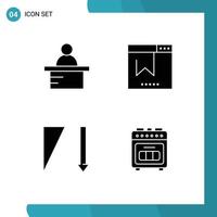 groupe de 4 signes et symboles de glyphes solides pour le tri sur podium signet site Web cuisson éléments de conception vectoriels modifiables vecteur