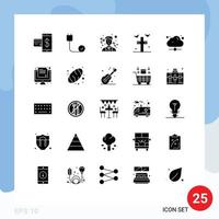 25 pack de glyphes solides d'interface utilisateur de signes et symboles modernes de dispositifs d'extraction de nuages éléments de conception vectoriels modifiables par l'enseignant grave vecteur