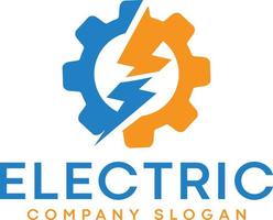 logo électrique de foudre d'engrenage avec boulon d'éclairage vecteur