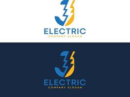 lettre j éclair logo électrique avec boulon d'éclairage vecteur