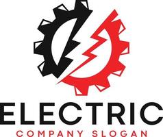 logo électrique de foudre d'engrenage avec boulon d'éclairage vecteur