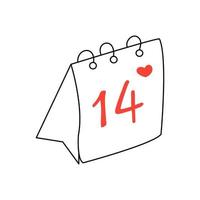 calendrier détachable avec la date du 14 février. vecteur