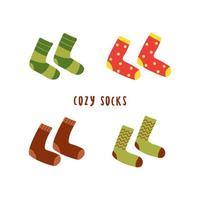 mettre des chaussettes confortables. chaussettes d'hiver ou d'automne. vecteur isolé