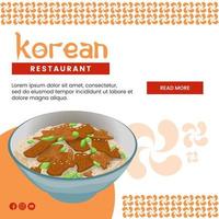 conception d'illustration de cuisine asiatique de nourriture coréenne bulgogi pour présentation modèle de médias sociaux vecteur