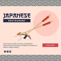 conception d'illustration de cuisine asiatique de nourriture japonaise pour le modèle de médias sociaux de présentation vecteur